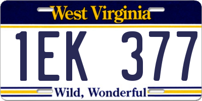 WV license plate 1EK377