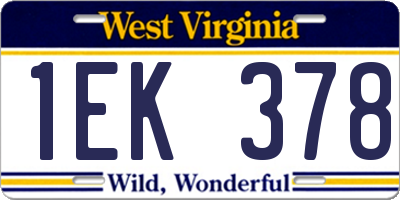 WV license plate 1EK378