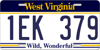 WV license plate 1EK379