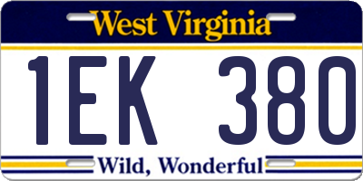 WV license plate 1EK380