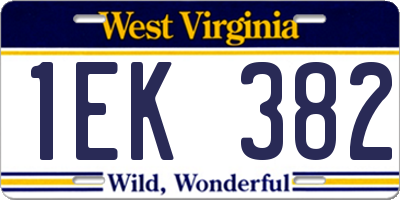 WV license plate 1EK382