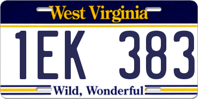 WV license plate 1EK383
