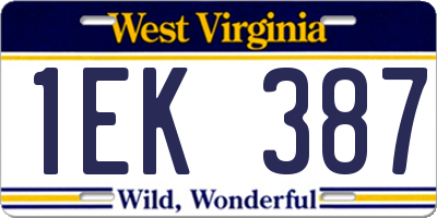 WV license plate 1EK387