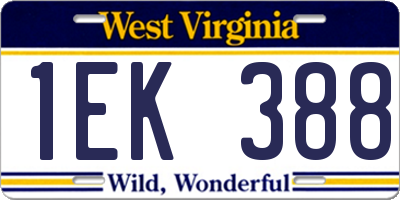 WV license plate 1EK388
