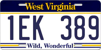 WV license plate 1EK389