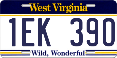 WV license plate 1EK390
