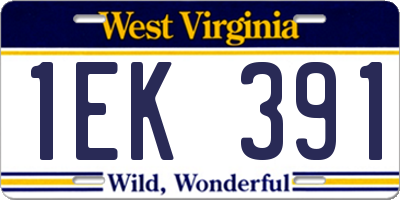 WV license plate 1EK391