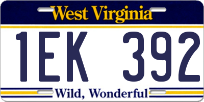 WV license plate 1EK392