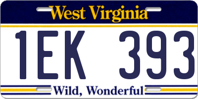 WV license plate 1EK393