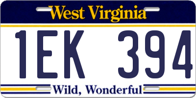 WV license plate 1EK394