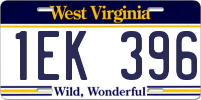 WV license plate 1EK396