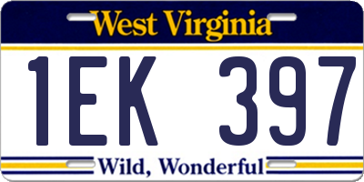 WV license plate 1EK397