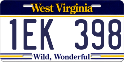 WV license plate 1EK398