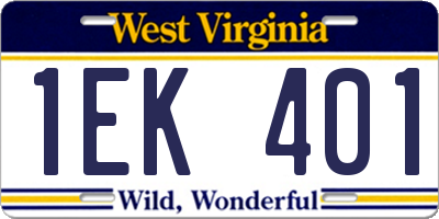 WV license plate 1EK401