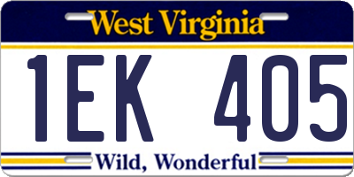 WV license plate 1EK405