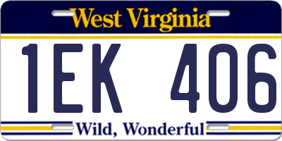WV license plate 1EK406