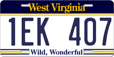 WV license plate 1EK407