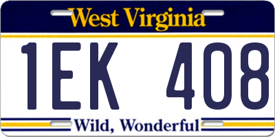 WV license plate 1EK408