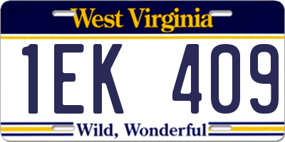 WV license plate 1EK409