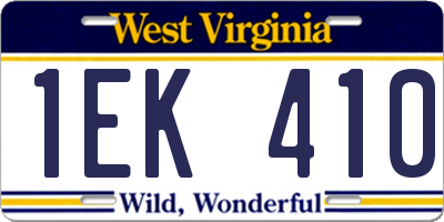 WV license plate 1EK410