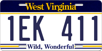 WV license plate 1EK411