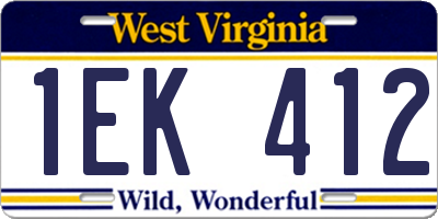 WV license plate 1EK412
