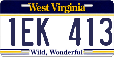 WV license plate 1EK413