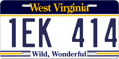 WV license plate 1EK414