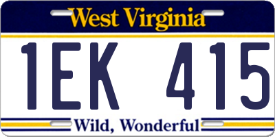 WV license plate 1EK415