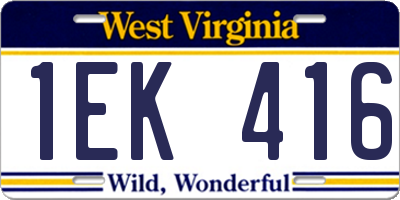 WV license plate 1EK416