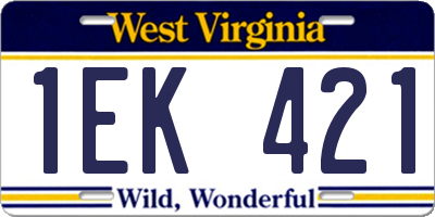 WV license plate 1EK421