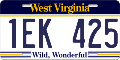 WV license plate 1EK425