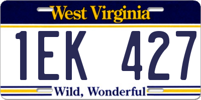 WV license plate 1EK427
