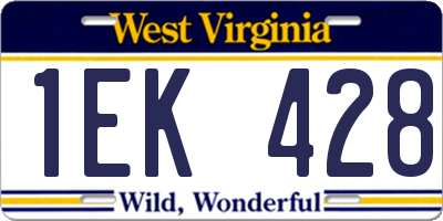 WV license plate 1EK428