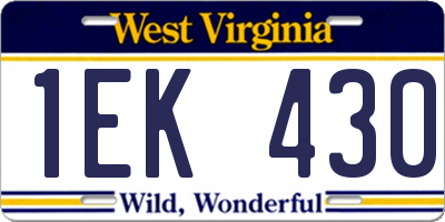 WV license plate 1EK430