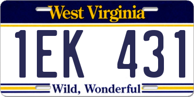 WV license plate 1EK431
