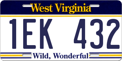 WV license plate 1EK432