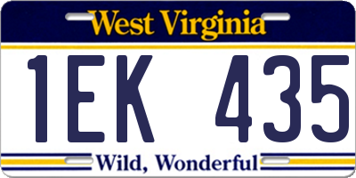 WV license plate 1EK435
