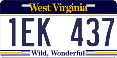 WV license plate 1EK437