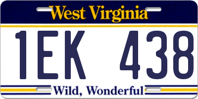 WV license plate 1EK438