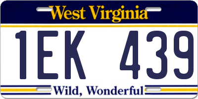WV license plate 1EK439