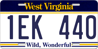 WV license plate 1EK440