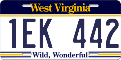 WV license plate 1EK442