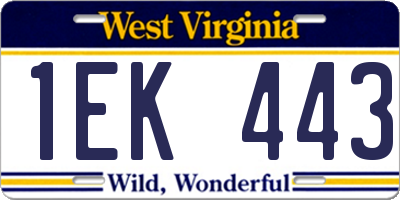 WV license plate 1EK443