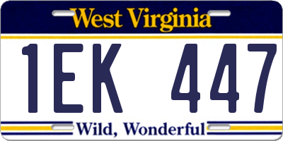 WV license plate 1EK447