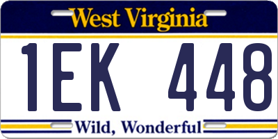 WV license plate 1EK448