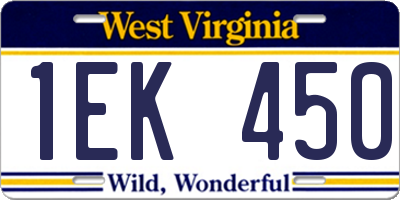 WV license plate 1EK450