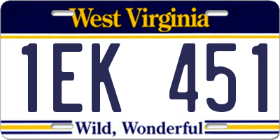 WV license plate 1EK451