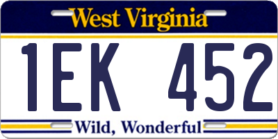 WV license plate 1EK452