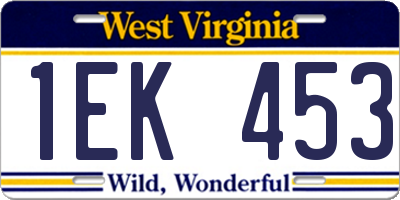 WV license plate 1EK453